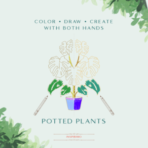 Potted Plants Slowbook — Draw & Colour with Both Hands (Digital Download)