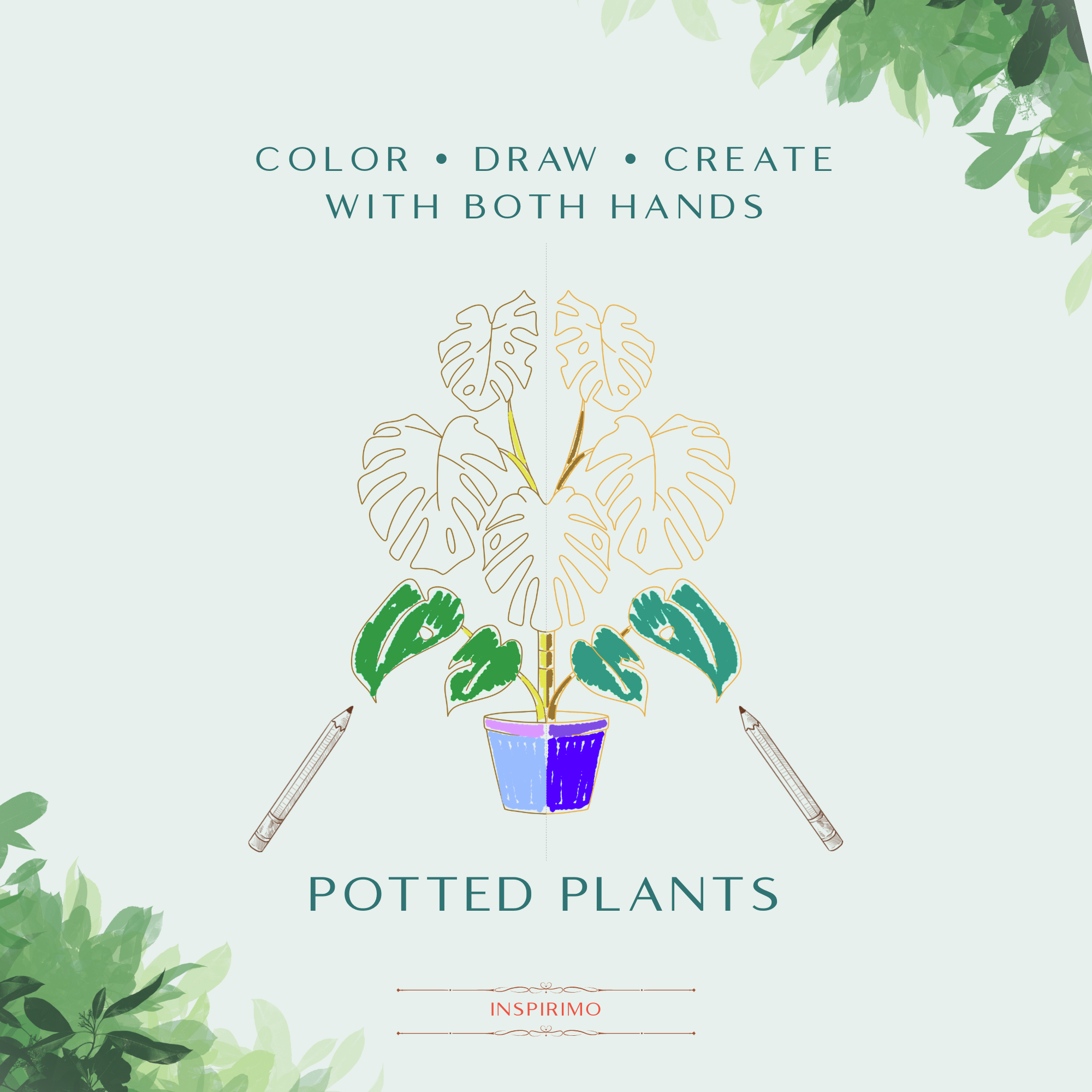 Potted Plants Slowbook β Draw & Colour with Both Hands (Digital Download)