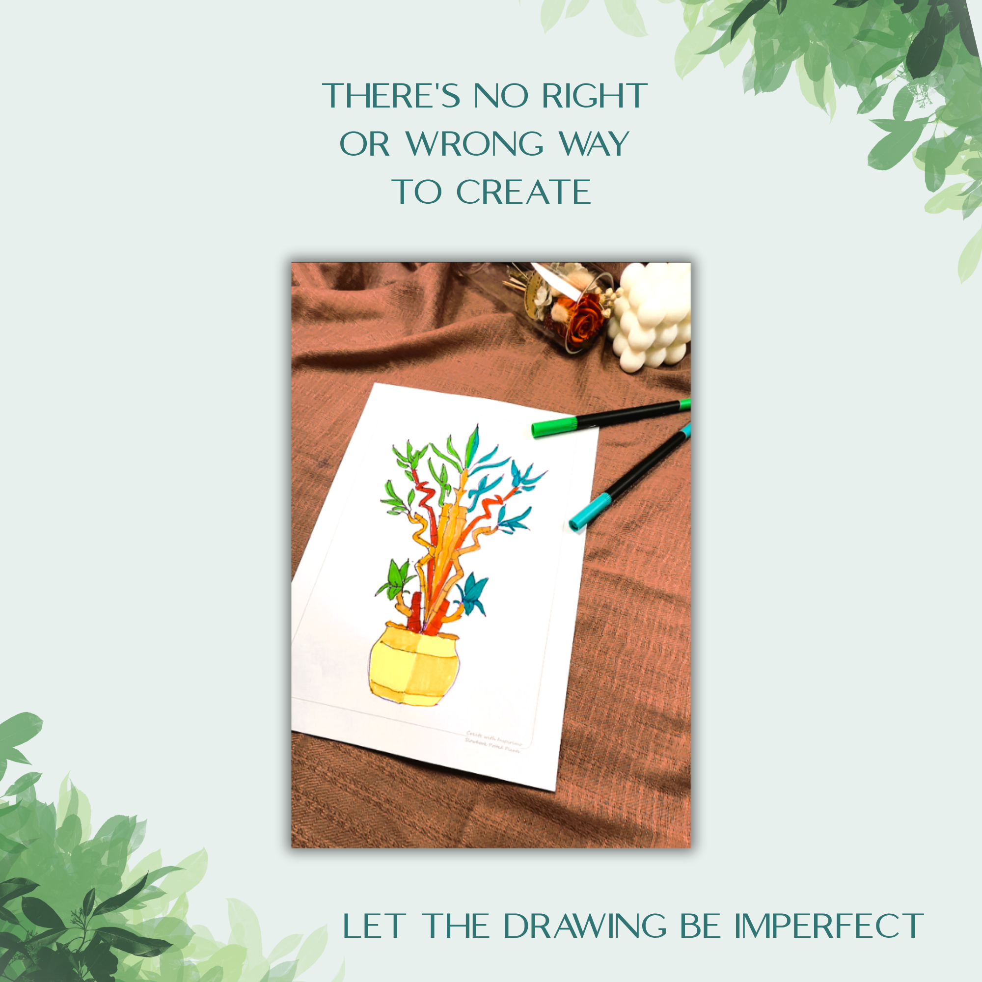 Potted Plants Slowbook β Draw & Colour with Both Hands (Digital Download) - Image 10