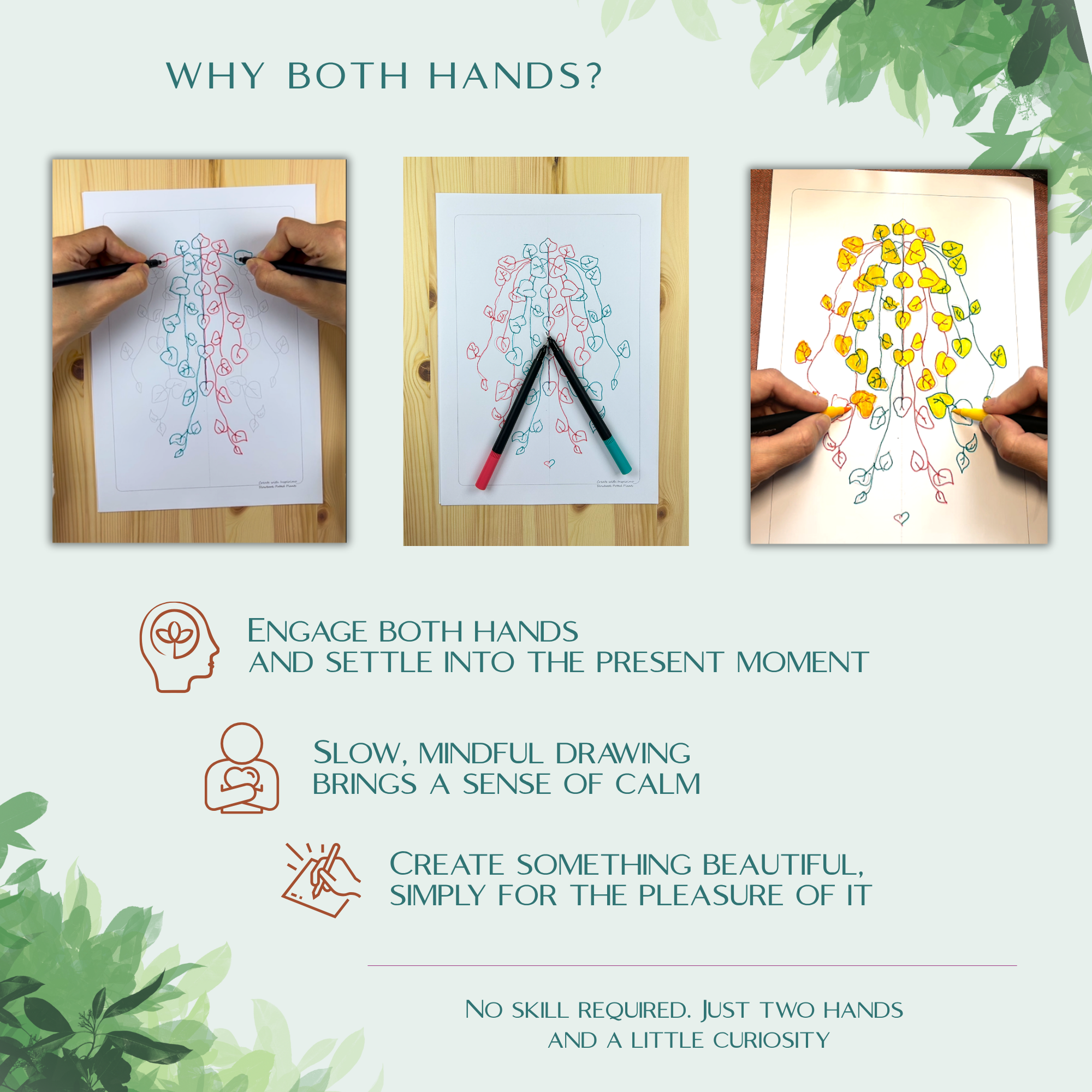Potted Plants Slowbook β Draw & Colour with Both Hands (Digital Download) - Image 6